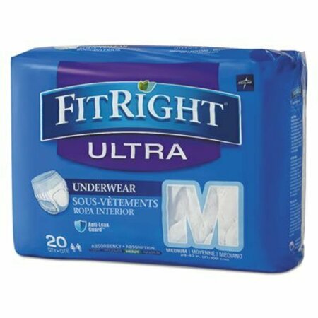 MEDLINE INDUSTRIES Medline, FITRIGHT ULTRA PROTECTIVE UNDERWEAR, MEDIUM, 28in TO 40in WAIST, 20PK FIT23005A